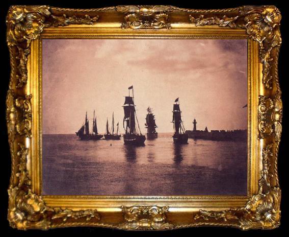 framed  Gustave Le Gray Ship leaving  Harbor, ta009-2